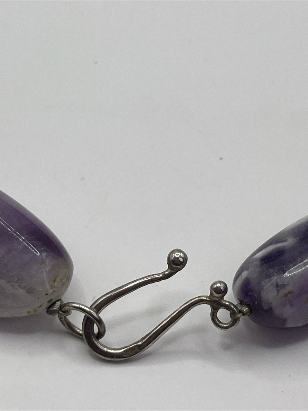 Chevron Amethyst Chunky Beaded Sterling Silver Vintage Necklace 10-20mm - Picture 6 of 11